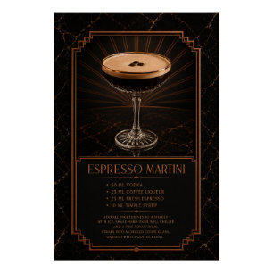 Espresso Martini Recipe Poster Bar Art
