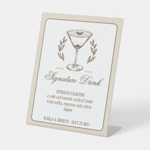 Espresso Martini Signature Drink Menu Wedding Pedestal Sign