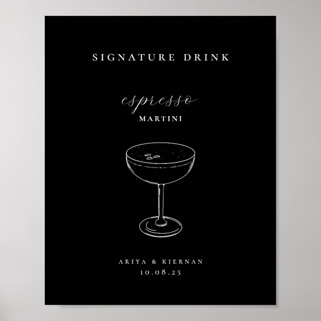 Espresso Martini Signature Drink Wedding Bar Poster (Front)