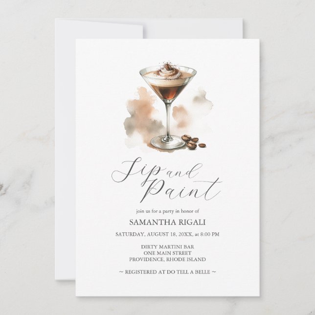 Espresso Martini Sip & Paint Party Invites (Front)
