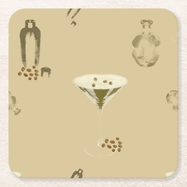 Espresso Martini Square Paper Coaster (Front)