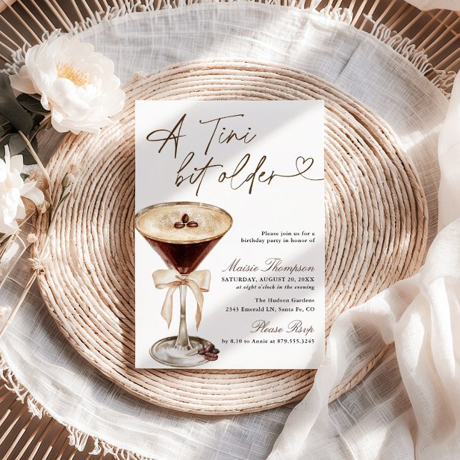 Espresso Martini Tini Bit Older Birthday Party Invitation (Creator Uploaded)