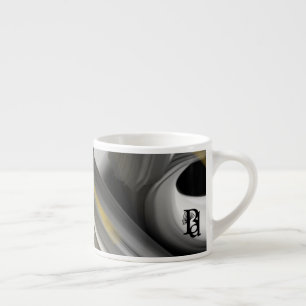 Espresso Mug Abstract Art Black White Gold