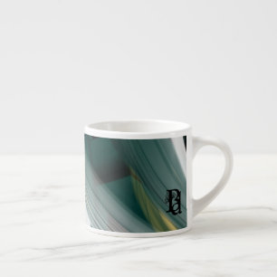 Espresso Mug Abstract Art Black White Green