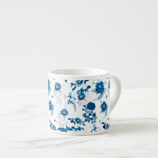 Espresso Mug-Blue Floral  Espresso Cup (Front Right)