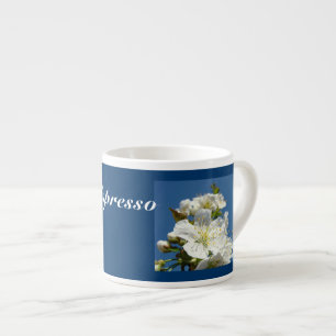 Espresso mug Blue Sky White Cherry Blossoms