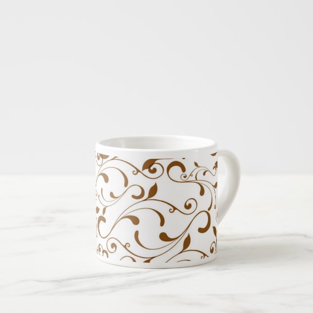 Espresso Mug-Brown Swirls Cup (Front Right)
