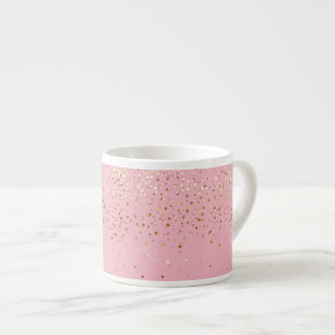 Espresso Mug-Petite Golden Stars-Pink Cup