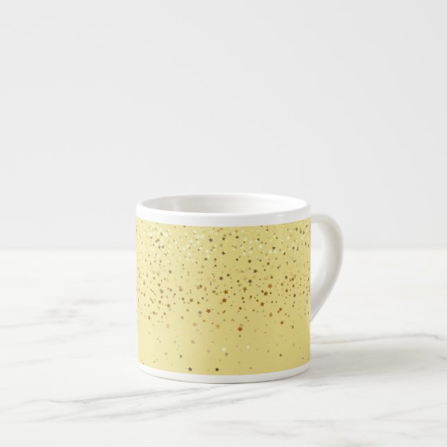 Espresso Mug-Petite Golden Stars-Yellow Espresso Cup (Front Right)