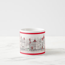 Espresso Mug with Victorian Christmas Village