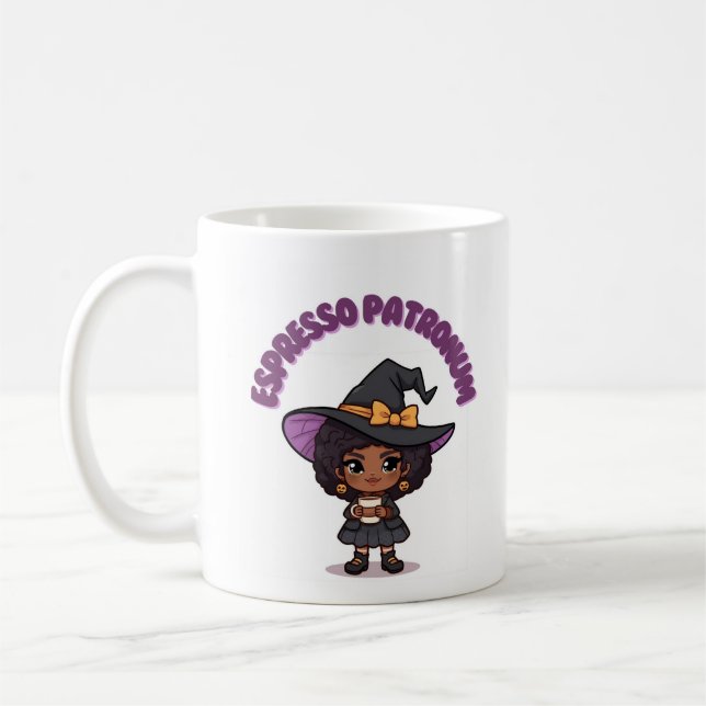 Espresso Patronum Witch Mug – Cute Witch with Bow  (Left)
