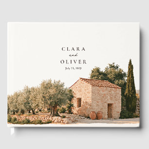 Espresso Script Terracotta Tuscany Olive Wedding Guest Book