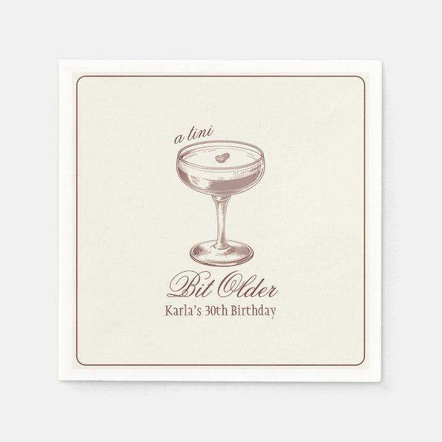 Espresso Tini Bit Older Elegant Birthday Napkin (Front)