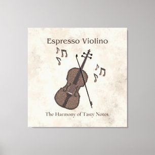 Espresso Violino-Violin created with coffee beans- Canvas Print