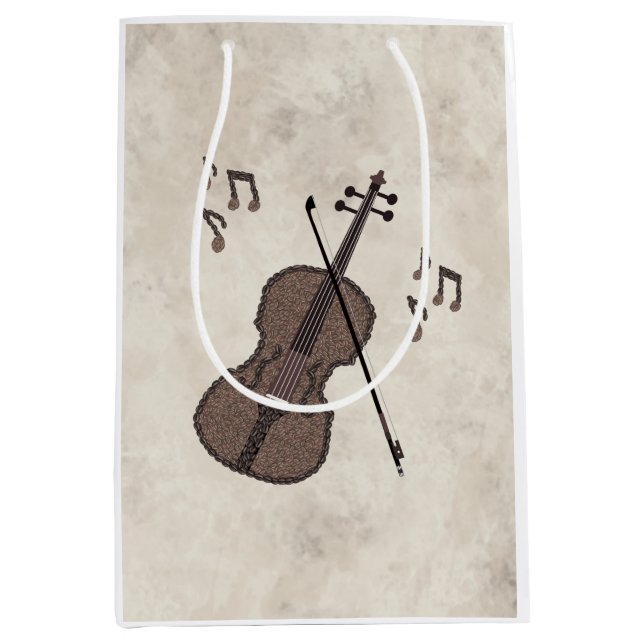 Espresso Violino-Violin created with coffee beans- Medium Gift Bag (Front)