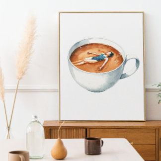 Espresso Woman Soak Watercolor Poster