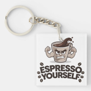 Espresso Yourself - Funny Coffee Lover Design Key Ring