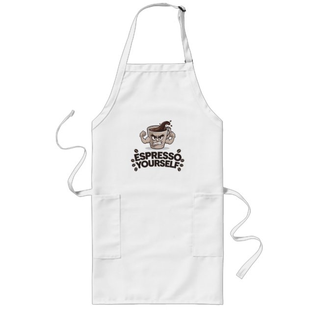 Espresso Yourself - Funny Coffee Lover Design Long Apron (Front)