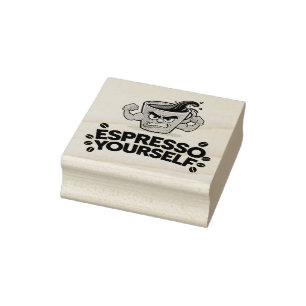 Espresso Yourself - Funny Coffee Lover Design Rubber Stamp