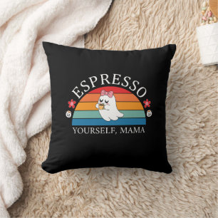 Espresso Yourself Mama - Retro Rainbow Ghost Cushion