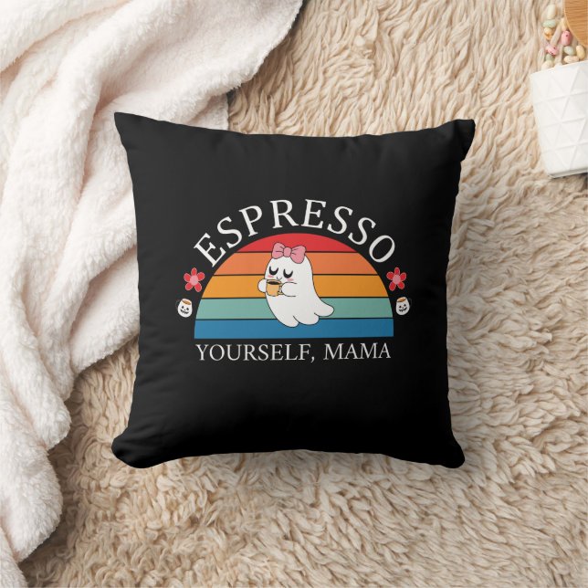 Espresso Yourself Mama - Retro Rainbow Ghost Cushion (Blanket)