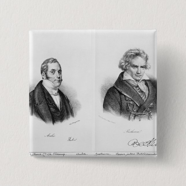 Esprit Auber  and Ludwig van Beethoven 15 Cm Square Badge (Front)