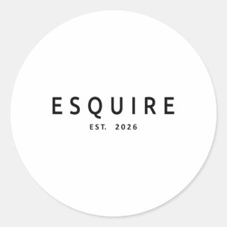 Esquire Est. 2026, Attorney Lawyer Law School Grad Classic Round Sticker