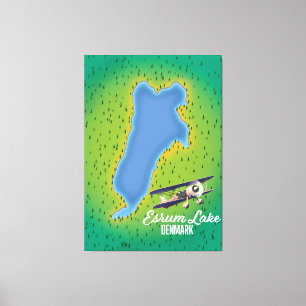 Esrum Lake Denmark travel map Canvas Print
