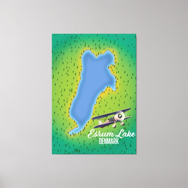 Esrum Lake Denmark travel map Canvas Print (Front)