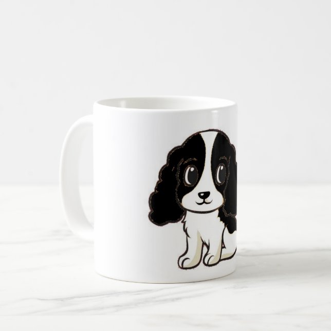 ess black white cartoon coffee mug (Front Left)