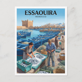 Essaouira Fish Market Quay Morocco Travel Keepsake Postcard