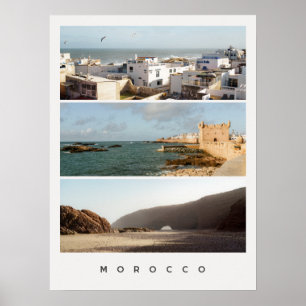 Essaouira & Legzira, Modern Morocco Travel Collage Poster
