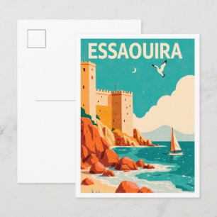 Essaouira Morocco Art Vintage Illustration Travel Postcard