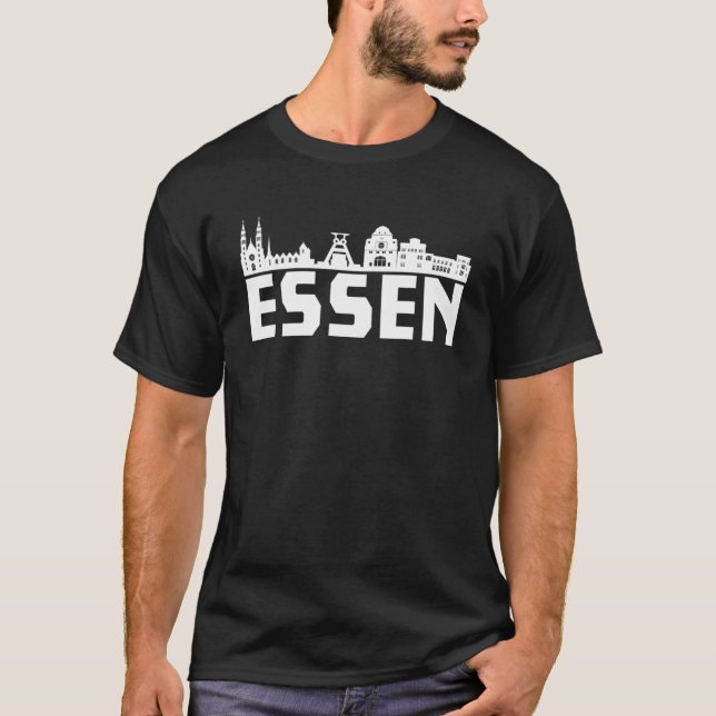 Essen Silhouette Skyline Zeche Synagoge Landmark W T-Shirt (Front)