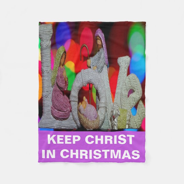 Essence of Christmas With Love of Nativity Scene Fleece Blanket (Front)