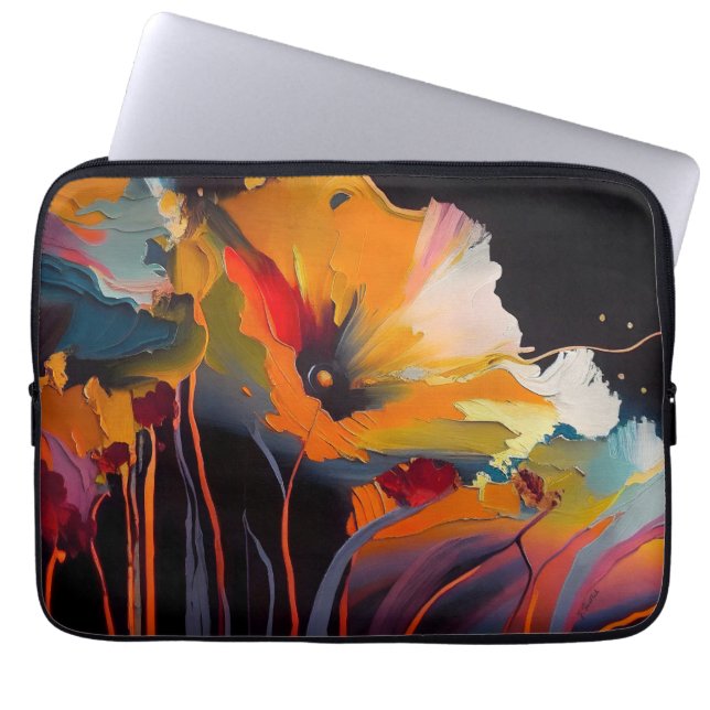 Essence Of The Garden – Abstract Floral Expression Laptop Sleeve (Front)