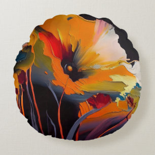 Essence Of The Garden – Abstract Floral Expression Round Cushion