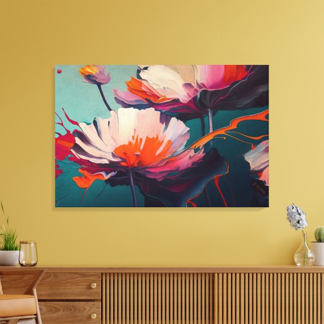 Essence Of The Garden III – Luminous Floral Motion Canvas Print (Insitu(LivingRoom))