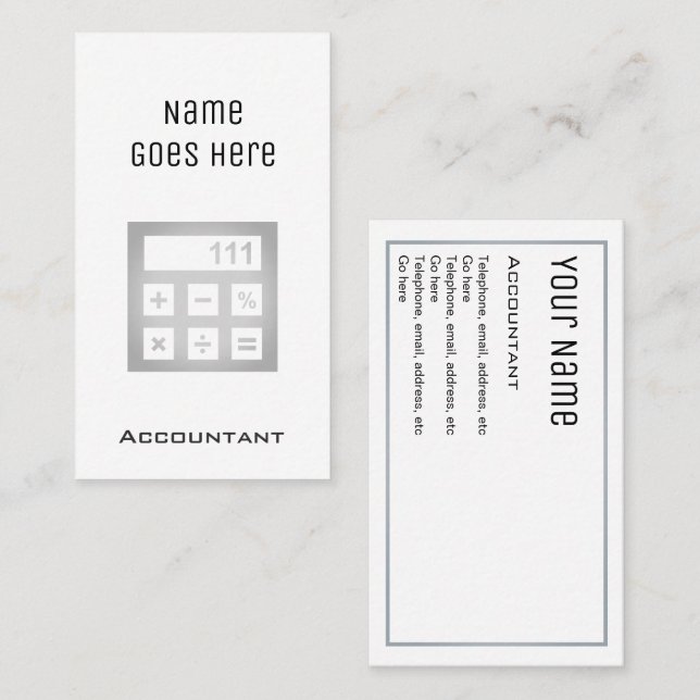 "Essential" Accountant Business Cards (Front/Back)