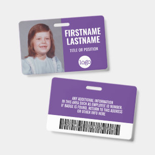 Essential Employee ID Photo, Bar Code, Logo, Name Badge