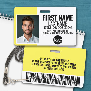 Essential Employee ID Photo, Bar Code, Logo, Name ID Badge