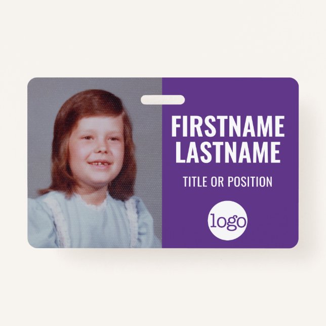 Essential Employee ID Photo, Bar Code, Logo, Name ID Badge (Front)