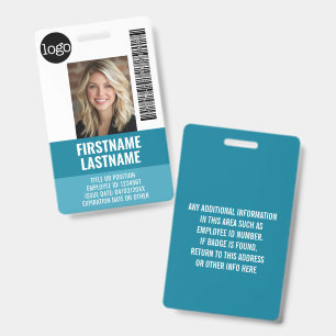Essential Employee ID Photo, Bar Code, Logo, Title Badge