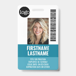 Essential Employee ID Photo, Bar Code, Logo, Title Badge