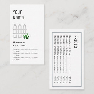 "Essential" Garden Fencing Price Cards