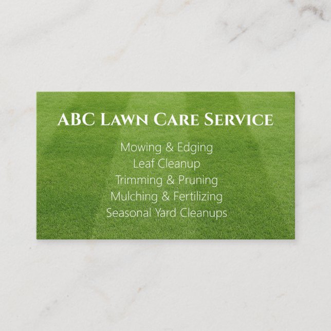 Essential Green Lawn Care  Business Card (Front)