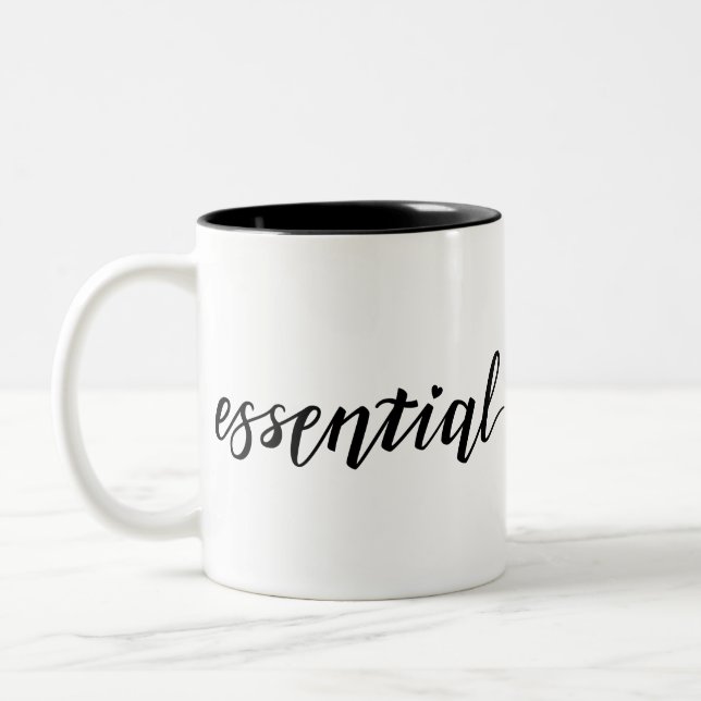 Essential lettering for front-line workers Two-Tone coffee mug (Left)