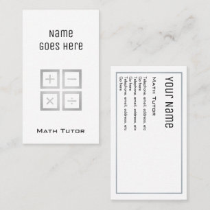 "Essential" Math Tutor Business Cards