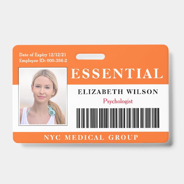 Essential | Modern Employee Photo ID Badge (Front)