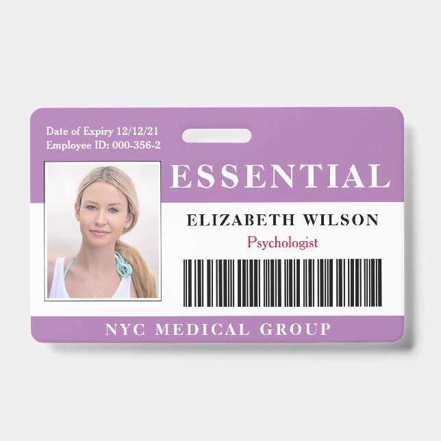 Essential | Modern Employee Photo ID Badge (Front)